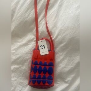 Hedda crossbody knit bag blue/orange